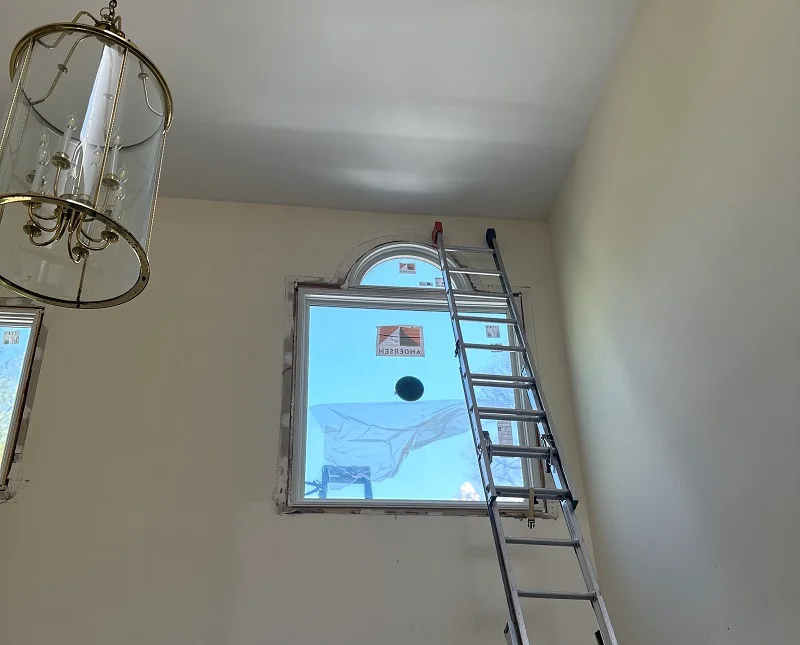 Andersen custom foyer window replacement in New Canaan, CT